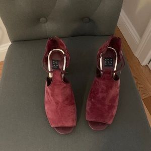 Suede open toe booty